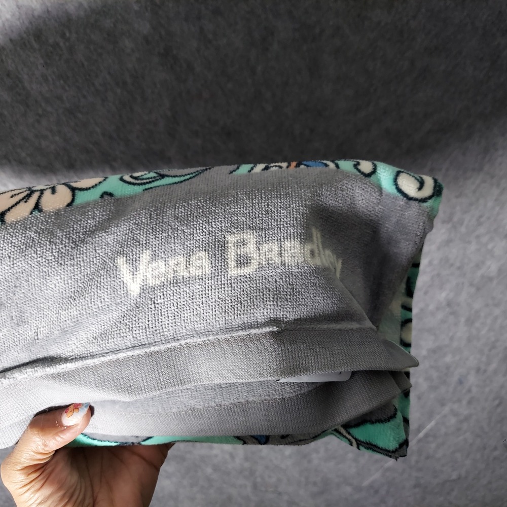 Vera Bradley Beach Towel 64x33 Teal Boho Fan Flowers Floral Print‎ Cotton Terry - Picture 3 of 5